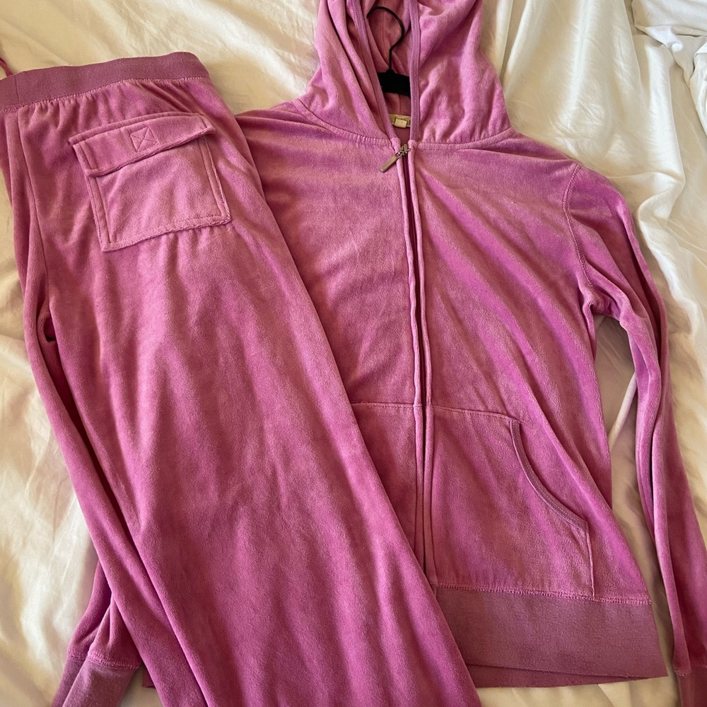 Pink velour tracksuit